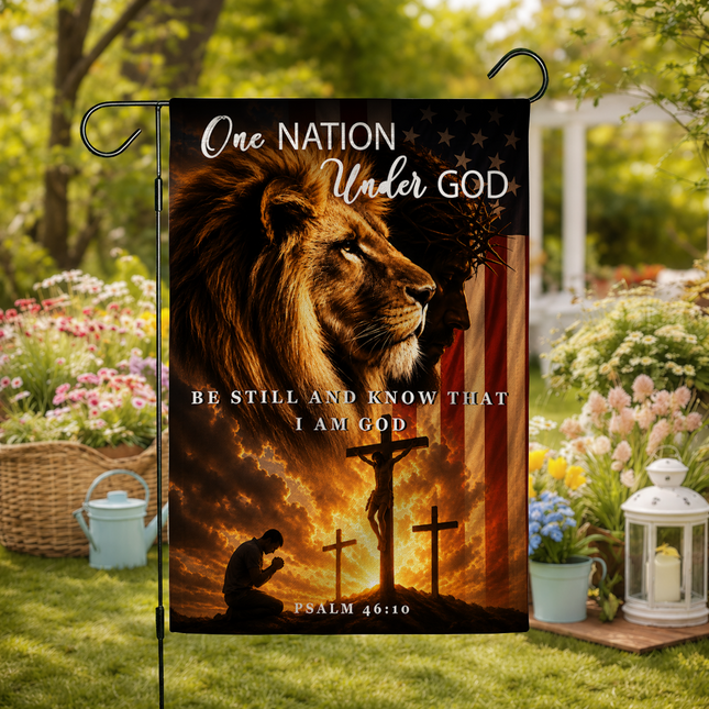 SP-01 Christian Blessing Flag One Nation Under God Psalm 46 10 Garden Flag Religious Festival