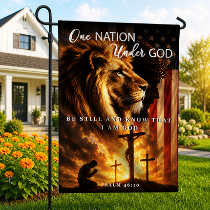 SP-01 Christian Blessing Flag One Nation Under God Psalm 46 10 Garden Flag Religious Festival