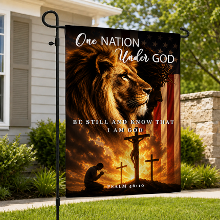 SP-01 Christian Blessing Flag One Nation Under God Psalm 46 10 Garden Flag Religious Festival