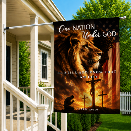 SP-01 Christian Blessing Flag One Nation Under God Psalm 46 10 Garden Flag Religious Festival