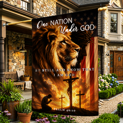 SP-01 Christian Blessing Flag One Nation Under God Psalm 46 10 Garden Flag Religious Festival