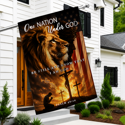 SP-01 Christian Blessing Flag One Nation Under God Psalm 46 10 Garden Flag Religious Festival