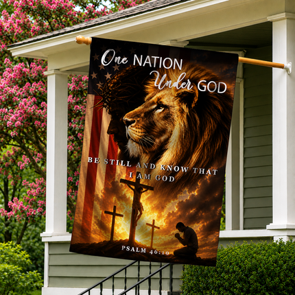 SP-01 Christian Blessing Flag One Nation Under God Psalm 46 10 Garden Flag Religious Festival