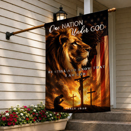 SP-01 Christian Blessing Flag One Nation Under God Psalm 46 10 Garden Flag Religious Festival