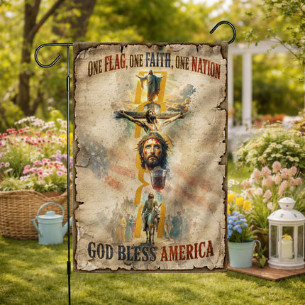 SP-01 Christian Blessing Flag Easter Faith & Resurrection Memorial Services God Bless America