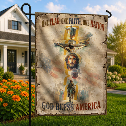 SP-01 Christian Blessing Flag Easter Faith & Resurrection Memorial Services God Bless America