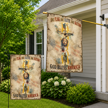 SP-01 Christian Blessing Flag Easter Faith & Resurrection Memorial Services God Bless America