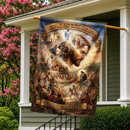 God Bless America One Flag One Faith One Nation Jesus Life Story Flag