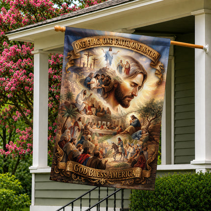 SP-01 Jesus Garden Flag Easter Resurrection God Bless America