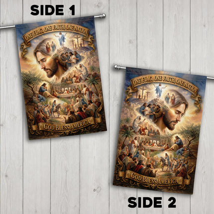 SP-01 Jesus Garden Flag Easter Resurrection God Bless America
