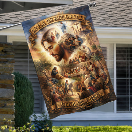 SP-01 Jesus Garden Flag Easter Resurrection God Bless America