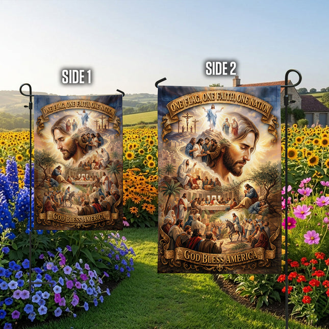 SP-01 Jesus Garden Flag Easter Resurrection God Bless America