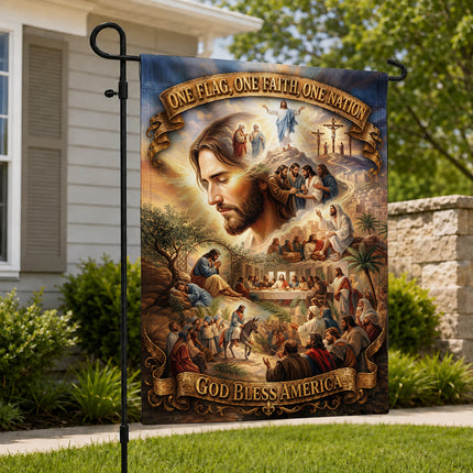 SP-01 Jesus Garden Flag Easter Resurrection God Bless America