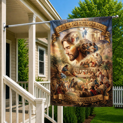 God Bless America One Flag One Faith One Nation Jesus Life Story Flag