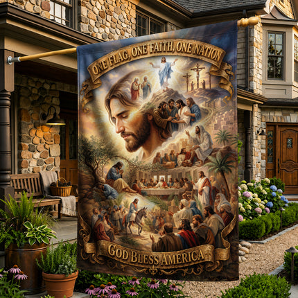 SP-01 Jesus Garden Flag Easter Resurrection God Bless America