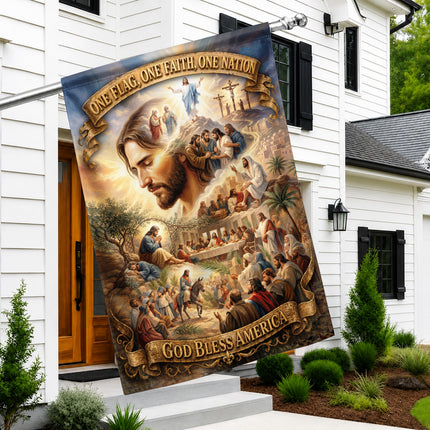 SP-01 Jesus Garden Flag Easter Resurrection God Bless America