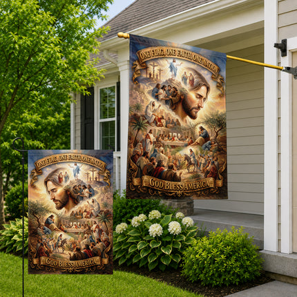 SP-01 Jesus Garden Flag Easter Resurrection God Bless America