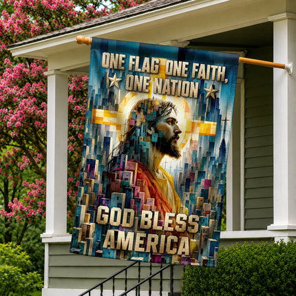 SP-01 Christian Patriotic Flag One Flag One Faith One Nation God Bless America Memorial Day
