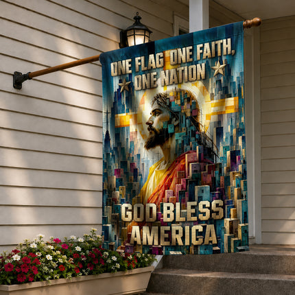 SP-01 Christian Patriotic Flag One Flag One Faith One Nation God Bless America Memorial Day