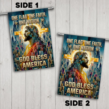 SP-01 Christian Patriotic Flag One Flag One Faith One Nation God Bless America Memorial Day