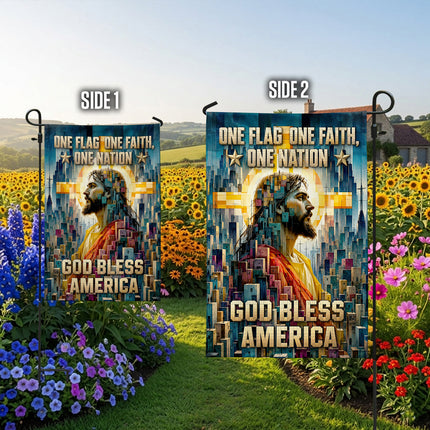 SP-01 Christian Patriotic Flag One Flag One Faith One Nation God Bless America Memorial Day