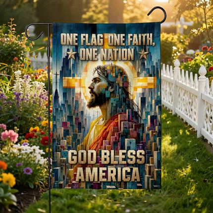 SP-01 Christian Patriotic Flag One Flag One Faith One Nation God Bless America Memorial Day