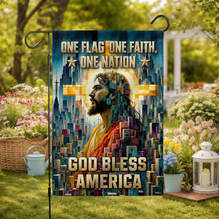 SP-01 Christian Patriotic Flag One Flag One Faith One Nation God Bless America Memorial Day