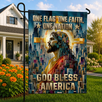 SP-01 Christian Patriotic Flag One Flag One Faith One Nation God Bless America Memorial Day