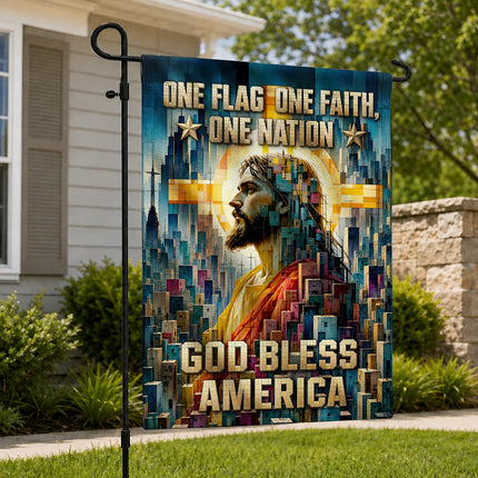 SP-01 Christian Patriotic Flag One Flag One Faith One Nation God Bless America Memorial Day