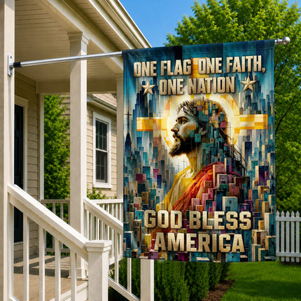 SP-01 Christian Patriotic Flag One Flag One Faith One Nation God Bless America Memorial Day