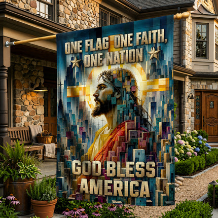 SP-01 Christian Patriotic Flag One Flag One Faith One Nation God Bless America Memorial Day
