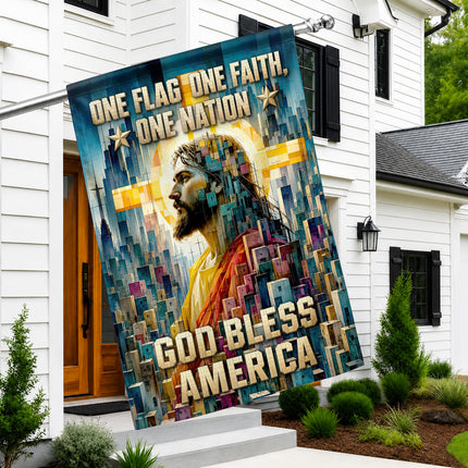 SP-01 Christian Patriotic Flag One Flag One Faith One Nation God Bless America Memorial Day