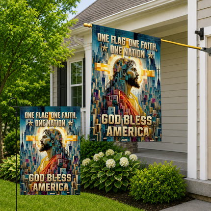 SP-01 Christian Patriotic Flag One Flag One Faith One Nation God Bless America Memorial Day