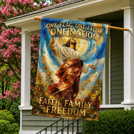 SP-01 Jesus Light of My Life Flag One Flag One Faith One Nation Christian Garden Flag