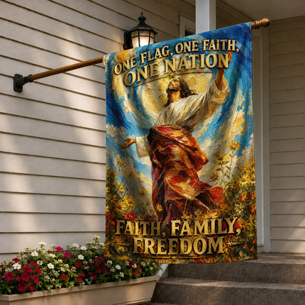 SP-01 Jesus Light of My Life Flag One Flag One Faith One Nation Christian Garden Flag