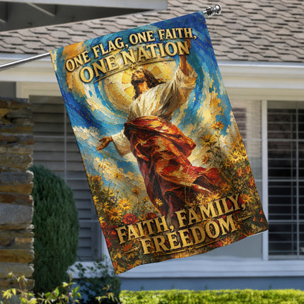 SP-01 Jesus Light of My Life Flag One Flag One Faith One Nation Christian Garden Flag