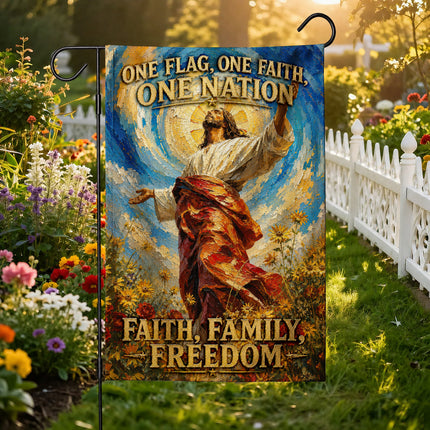 SP-01 Jesus Light of My Life Flag One Flag One Faith One Nation Christian Garden Flag