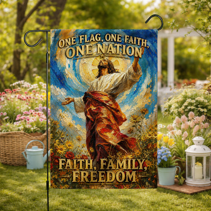 SP-01 Jesus Light of My Life Flag One Flag One Faith One Nation Christian Garden Flag
