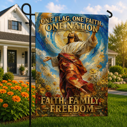SP-01 Jesus Light of My Life Flag One Flag One Faith One Nation Christian Garden Flag