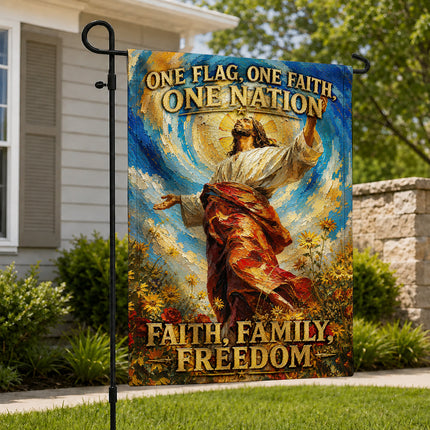 SP-01 Jesus Light of My Life Flag One Flag One Faith One Nation Christian Garden Flag