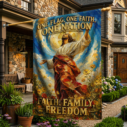 SP-01 Jesus Light of My Life Flag One Flag One Faith One Nation Christian Garden Flag