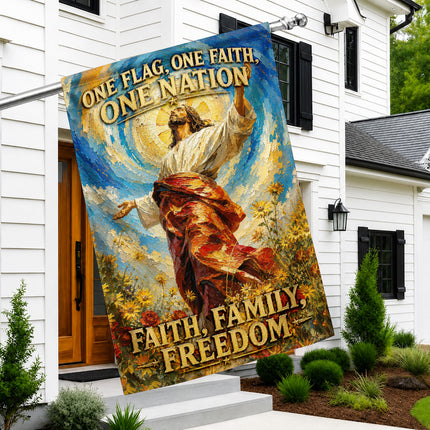 SP-01 Jesus Light of My Life Flag One Flag One Faith One Nation Christian Garden Flag