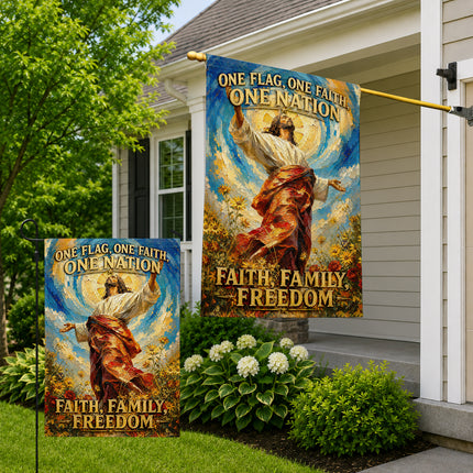 SP-01 Jesus Light of My Life Flag One Flag One Faith One Nation Christian Garden Flag