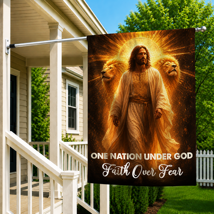 SP-01 Lion of Judah Garden Decor Flag One Nation Under God Faith Over Fear
