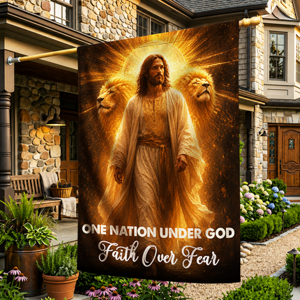 SP-01 Lion of Judah Garden Decor Flag One Nation Under God Faith Over Fear