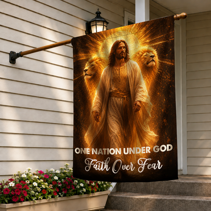 SP-01 Lion of Judah Garden Decor Flag One Nation Under God Faith Over Fear