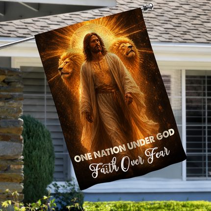 SP-01 Lion of Judah Garden Decor Flag One Nation Under God Faith Over Fear