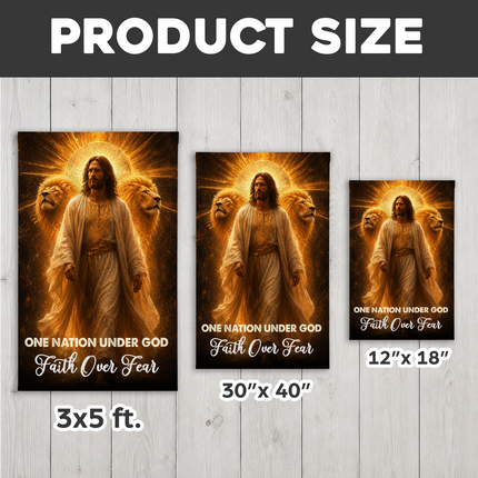 SP-01 Lion of Judah Garden Decor Flag One Nation Under God Faith Over Fear