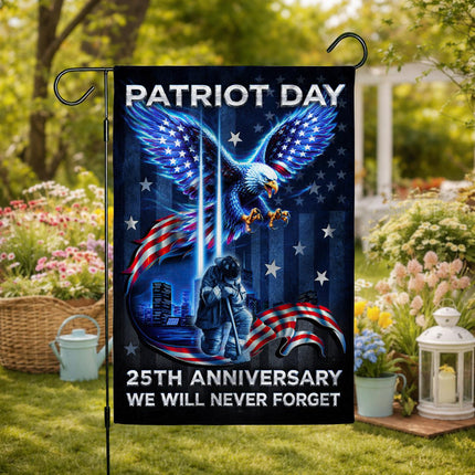 Patriot Day 25th Anniversary Neon Eagle Firefighter Twin Towers Flag