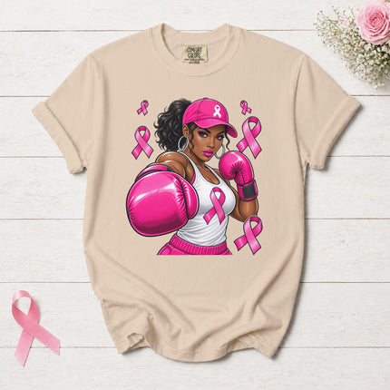 Comfort Colors Breast Cancer Awareness Fighter Pink Ribbon Boxing T-Shirt